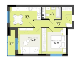 Продается 2-комнатная квартира ЖК Тайгинский парк, дом 5, 54.5  м&sup2;, 8060000 рублей