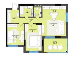 Продается 3-комнатная квартира ЖК Тайгинский парк, дом 5, 73.8  м&sup2;, 9690000 рублей