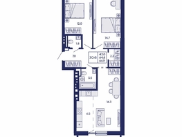 Продается 3-комнатная квартира ЖК Горизонт, дом 2, 66.9  м&sup2;, 10600000 рублей