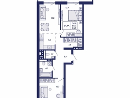 Продается 3-комнатная квартира ЖК Горизонт, дом 2, 64.8  м&sup2;, 9150000 рублей