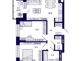 Продается 2-комнатная квартира ЖК Сподвижники, дом 1, 60  м&sup2;, 8100000 рублей