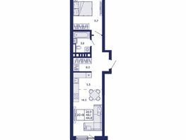 Продается 2-комнатная квартира ЖК Горизонт, дом 2, 44.8  м&sup2;, 7100000 рублей