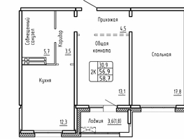 Продается 2-комнатная квартира ЖК Самоцветы, Бирюза дом 2, 58.7  м&sup2;, 6000000 рублей