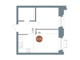 Продается 1-комнатная квартира  19/56 Кварталы Телецентра, 2, 30.7  м&sup2;, 6490000 рублей