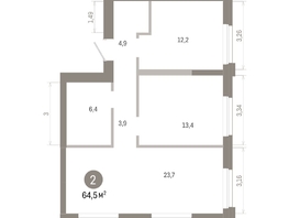 Продается 2-комнатная квартира ЖК Город на озере, 64.52  м&sup2;, 14290000 рублей