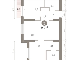 Продается 2-комнатная квартира ЖК Пшеница, 6.1, 54.98  м&sup2;, 8770000 рублей
