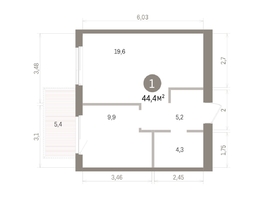 Продается 1-комнатная квартира ЖК Пшеница, дом 5.2, 44.36  м&sup2;, 6470000 рублей