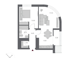 Продается 2-комнатная квартира ЖК Беринг, дом 3, 52.63  м&sup2;, 11490000 рублей