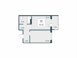 Продается 1-комнатная квартира ЖК Эко-квартал на Кедровой, дом 5, 43.52  м&sup2;, 5500000 рублей