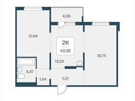 Продается 2-комнатная квартира ЖК Эко-квартал на Кедровой, дом 6, 63.38  м&sup2;, 7300000 рублей