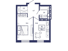 Продается 1-комнатная квартира ЖК Сподвижники, дом 3, 35.2  м&sup2;, 5300000 рублей