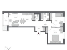 Продается 3-комнатная квартира ЖК Беринг, дом 3, 72.93  м&sup2;, 12890000 рублей