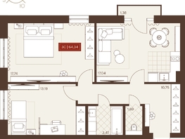 Продается 3-комнатная квартира ЖК Невский, 64.34  м&sup2;, 10120000 рублей