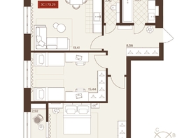 Продается 3-комнатная квартира ЖК Невский, 70.29  м&sup2;, 11250000 рублей