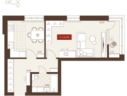 Продается 1-комнатная квартира ЖК Невский, 45.86  м&sup2;, 7570000 рублей
