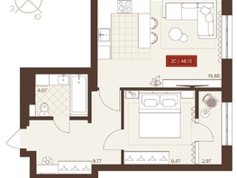 Продается 2-комнатная квартира ЖК Невский, 46.13  м&sup2;, 7850000 рублей