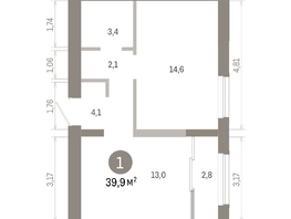 Продается 1-комнатная квартира ЖК Европейский берег, дом 46, 39.92  м&sup2;, 7640000 рублей