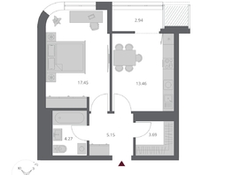 Продается 1-комнатная квартира ЖК Беринг, дом 3, 46.96  м&sup2;, 8690000 рублей