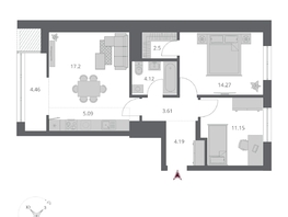 Продается 3-комнатная квартира ЖК Беринг, дом 3, 66.59  м&sup2;, 12190000 рублей