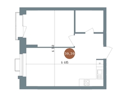 Продается 1-комнатная квартира  1956 Кварталы Телецентра, 3, 39.39  м&sup2;, 7790000 рублей