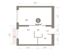 Продается 1-комнатная квартира ЖК Пшеница, 6.1, 39.55  м&sup2;, 6690000 рублей