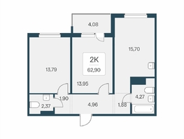 Продается 2-комнатная квартира ЖК Эко-квартал на Кедровой, дом 6, 62.9  м&sup2;, 7758000 рублей