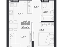 Продается 2-комнатная квартира ЖК Ясный берег, дом 32, 39.2  м&sup2;, 7733000 рублей