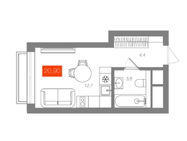 Продается Студия  Квартал ЩА, сек 2.1, 20.9  м&sup2;, 5390000 рублей