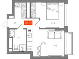 Продается 1-комнатная квартира  Квартал ЩА, сек 2.1, 38.1  м&sup2;, 7690000 рублей