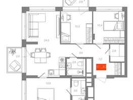 Продается 3-комнатная квартира  Квартал ЩА, сек 2.1, 81.3  м&sup2;, 16290000 рублей