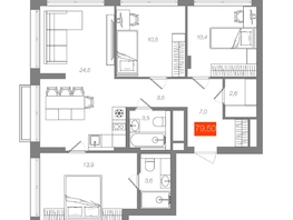 Продается 3-комнатная квартира  Квартал ЩА, сек 2.1, 79.5  м&sup2;, 16790000 рублей