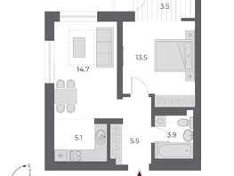 Продается 2-комнатная квартира ЖК ОСКАР, дом 1, 46.2  м&sup2;, 11570000 рублей