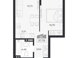 Продается 2-комнатная квартира ЖК Ясный берег, дом 20, 37.78  м&sup2;, 7530000 рублей
