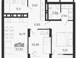 Продается 3-комнатная квартира ЖК Ясный берег, дом 10, бс 6-7, 60.47  м&sup2;, 10864000 рублей