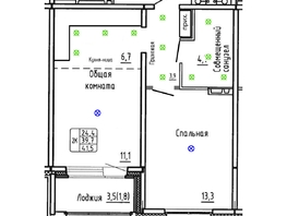 Продается 2-комнатная квартира ЖК Самоцветы, Бирюза дом 3, 41.5  м&sup2;, 6000000 рублей
