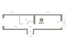 Продается 1-комнатная квартира  Квартал Молодость, дом 1, 44.98  м&sup2;, 7900000 рублей