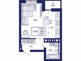 Продается Студия ЖК Горизонт, дом 2, 29.7  м&sup2;, 5800000 рублей