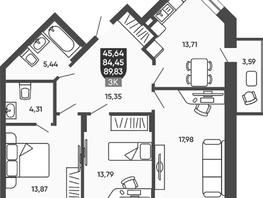 Продается 3-комнатная квартира ЖК Ермак, 84.45  м&sup2;, 9750000 рублей