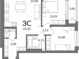 Продается 2-комнатная квартира ЖК Горская Лагуна, 57.29  м&sup2;, 14300000 рублей