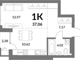 Продается 1-комнатная квартира ЖК Горская Лагуна, 34.78  м&sup2;, 9190000 рублей