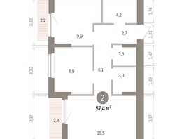 Продается 2-комнатная квартира ЖК Пшеница, 6.1, 57.38  м&sup2;, 8260000 рублей