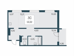 Продается 3-комнатная квартира ЖК Эко-квартал на Кедровой, дом 7, 58.82  м&sup2;, 6800000 рублей