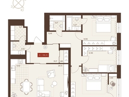 Продается 4-комнатная квартира ЖК Невский, 106.56  м&sup2;, 18110000 рублей