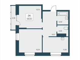 Продается 2-комнатная квартира ЖК Расцветай на Дуси Ковальчук, 59.63  м&sup2;, 10450000 рублей