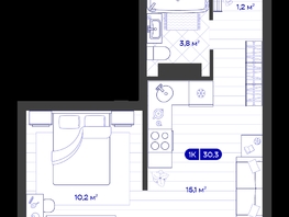 Продается 1-комнатная квартира ЖК Баланс, 4 очередь, 30.31  м&sup2;, 7550000 рублей