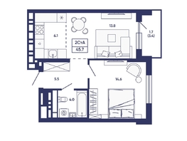 Продается 2-комнатная квартира ЖК Сподвижники, дом 3, 45.7  м&sup2;, 7100000 рублей