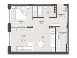 Продается 1-комнатная квартира ЖК Новый Кедровый, дом 2, 55.59  м&sup2;, 10250000 рублей