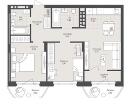 Продается 2-комнатная квартира ЖК Новый Кедровый, дом 2, 66.85  м&sup2;, 11650000 рублей