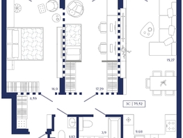 Продается 2-комнатная квартира ЖК Юнити Центр, 75.52  м&sup2;, 16700000 рублей