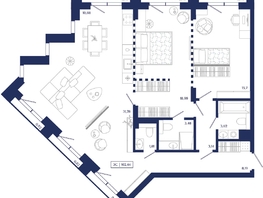 Продается 2-комнатная квартира ЖК Юнити Центр, 102.44  м&sup2;, 22700000 рублей